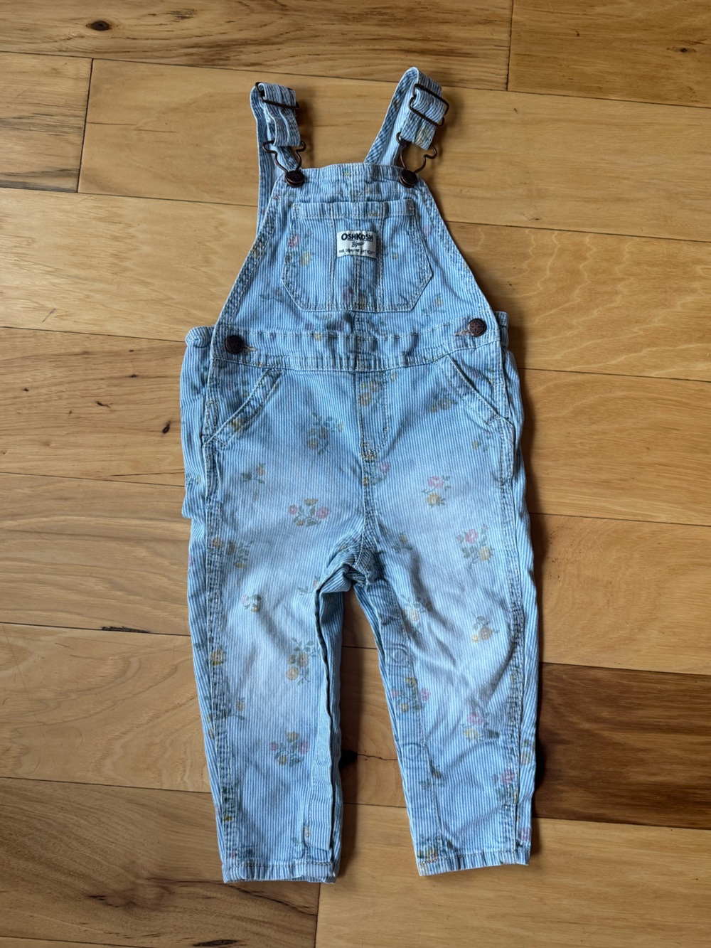 Vintage OshKosh B'gosh Light Blue Floral Corduroy Overalls